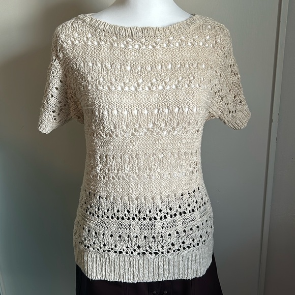 if it were me Sweaters - If It Were Me Open Knot Short Sleeve Boatneck Collar Slim Fit Sweater